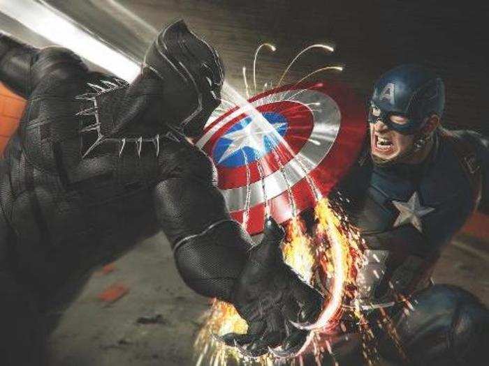 We love this image of Black Panther squaring off with Captain America.