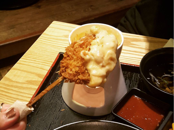 Skewered tonkatsu with cheese fondue, Samdoongi Tonkatsu