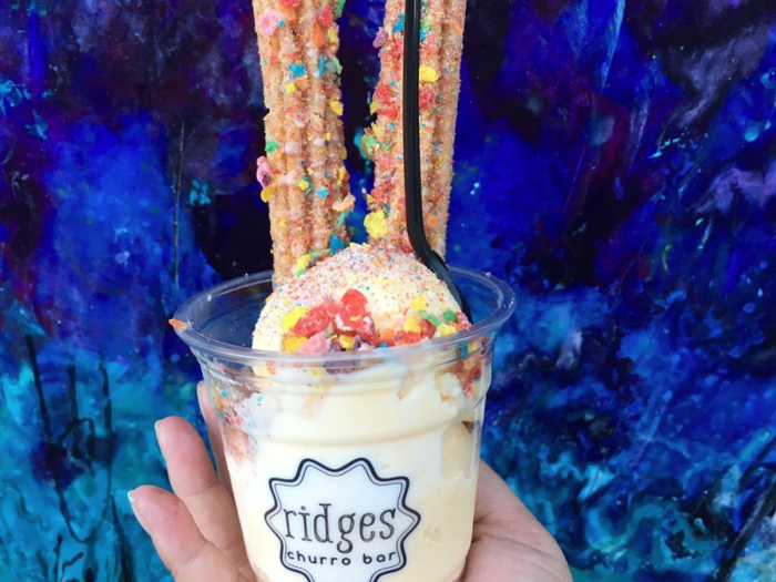 Fruity pebbles churro sundae, Ridges Churro Truck