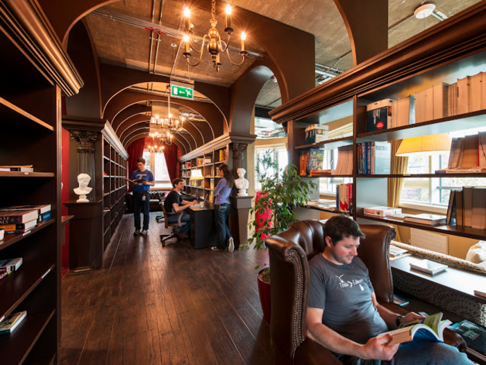 ...or employees can read and relax in the library, which looks like something out of "Harry Potter."