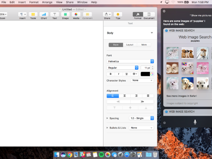 But this is the biggest change: Siri is now on the Mac. You can do a lot with it, like search for images.