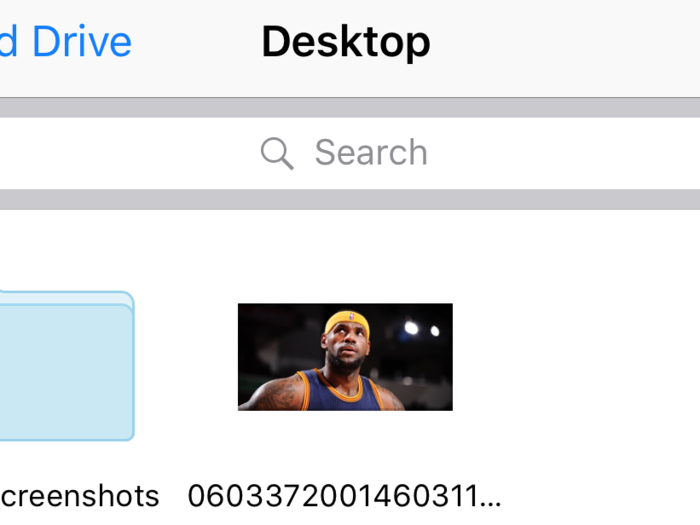 See? That photo of LeBron I saved to the desktop immediately appeared on the iCloud Drive iPhone app.