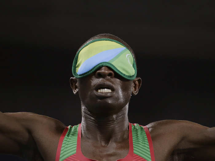 Samwel Mushai Kimani of Kenya wins the gold medal in the 1,500 meters.