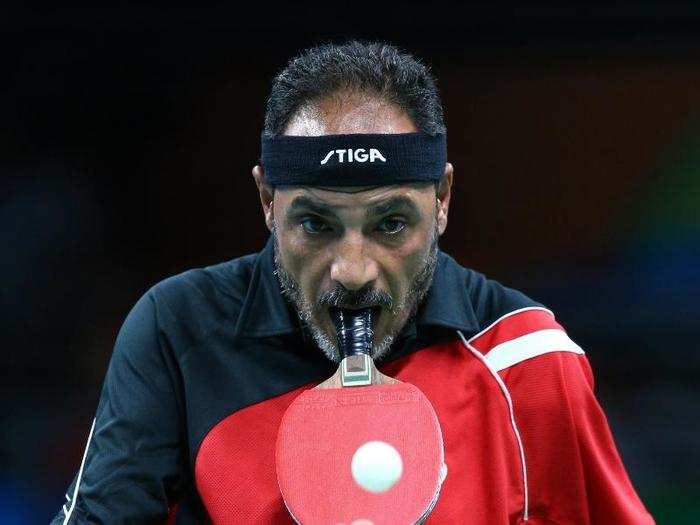 Ibrahim Hamadtou, a 43-year-old Egyptian, competes in table tennis despite not having arms.