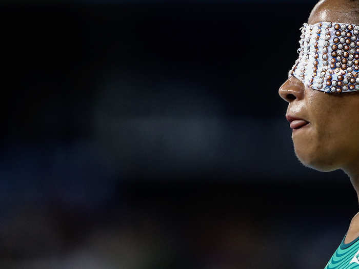 Terezinha Guilhermina of Brazil prepares for the women