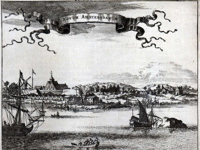 This woodcut of southern Manhattan dates from 1651, when it was still named New Amsterdam.