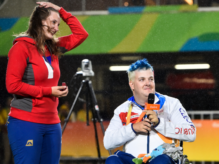 Czech archer David Drahoninsky won silver — and proposed to his girlfriend in front of the whole crowd. (She said yes!)