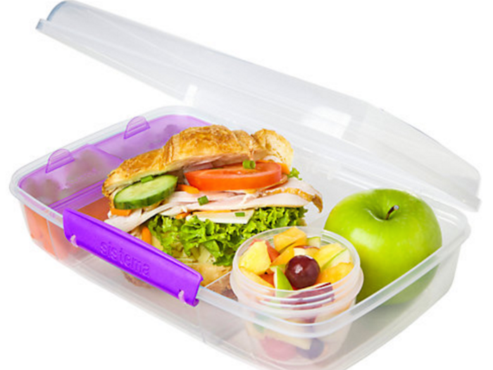 Tupperware with compartments for different types of food.