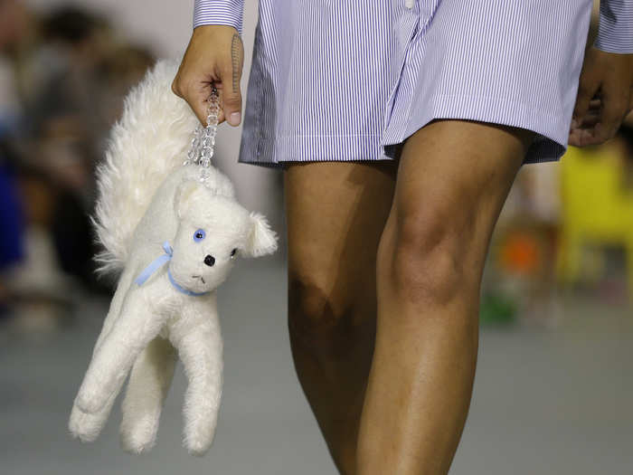 4. Models at the Ashley Williams fashion show on September 16 accessorised their clothes with handbags that looked just like cuddly toys.