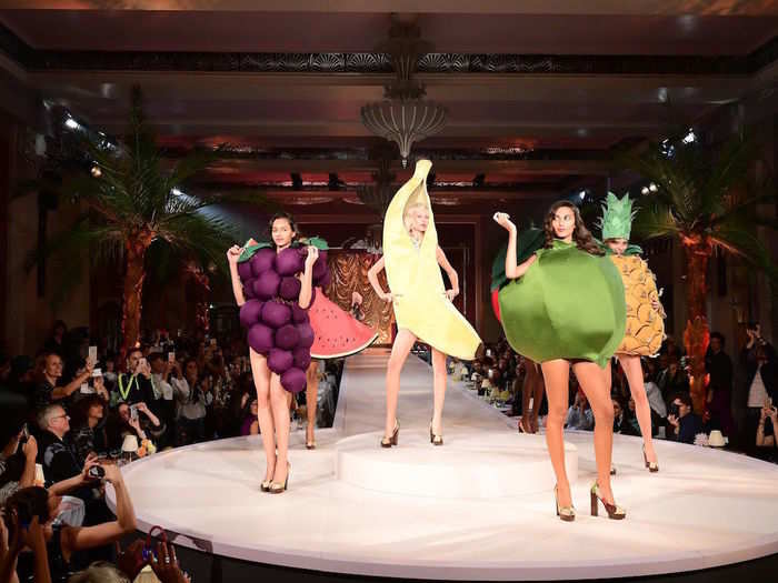 16. Many of the models in the show were dressed as pieces of fruit, including a banana, apple and a bunch of grapes.