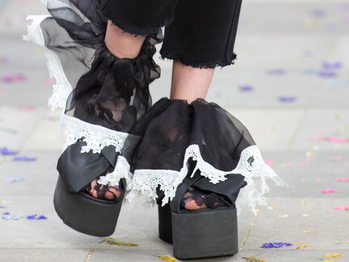 19. These sky-high, lacy platform shoes were seen at the Preen by Thornton Bregazzi show on September 18.