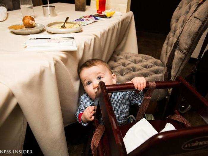 Throughout the entire meal, nothing was off-limits when it came to climbing under tables, chairs, and their own parents.