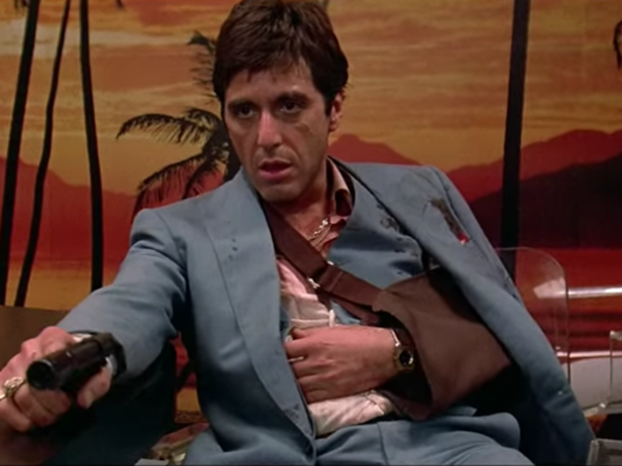 Al Pacino played over-the-top Cuban refuge-turned-Miami-crime-lord Tony Montana in the 1983 gangster classic "Scarface."