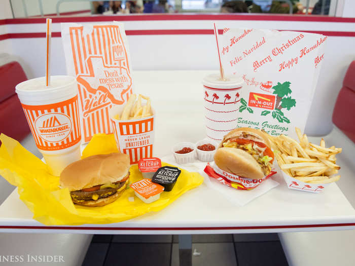 Overall, the In-N-Out burger wins for its secret sauce, fresher ingredients, and unbeatable price ($3.60, compared to $6.94 at Whataburger). However, if what you