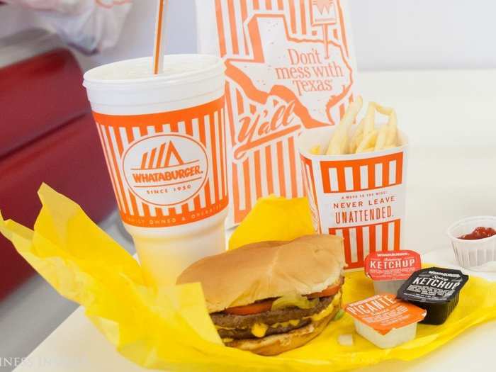 On my first bite of the Whataburger, the yellow mustard spread on the bun combined with the raw chopped onions and pickles overpowered any other flavor. It was hard to get a taste of the rest of the burger