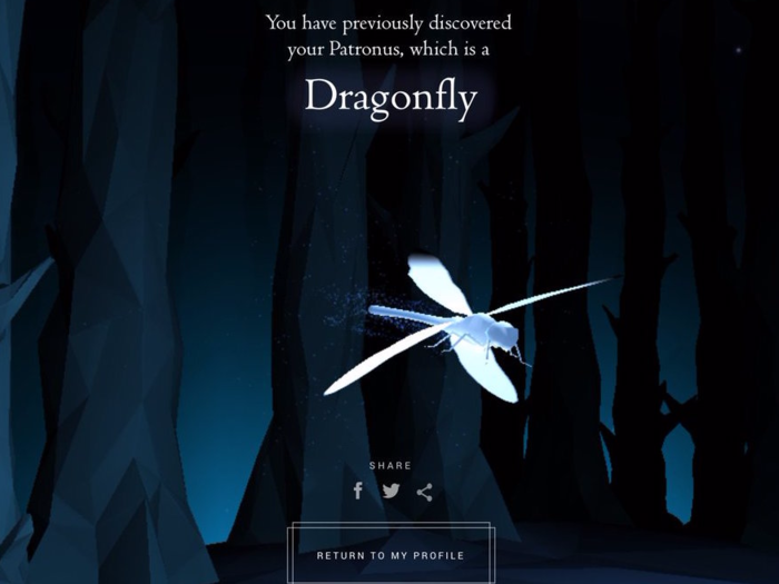 This dragonfly Patronus is terrifyingly vicious.