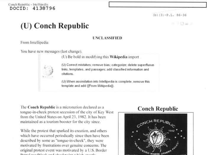 Through a MuckRock FOIA request, we can see what the entry for the Conch Republic looks like.