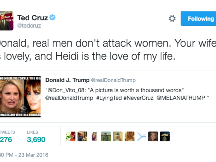 Cruz responded civilly that night on Twitter, but erupted to reporters the next day: "It