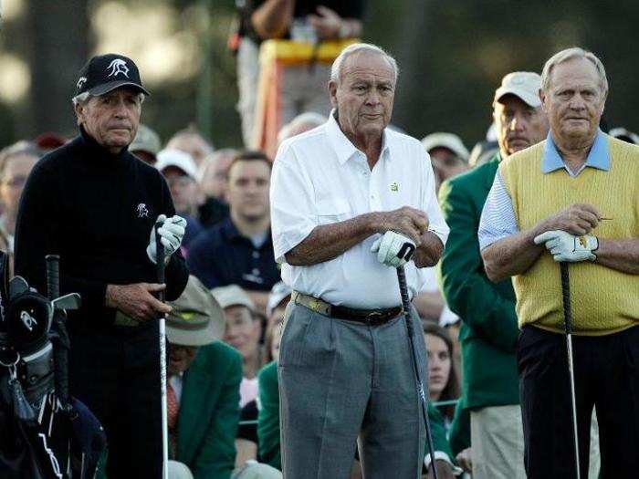 In later years, Palmer was still a fixture on the first tee at the Masters, where he, Nicklaus, and Gary Player were the honorary starters each year.