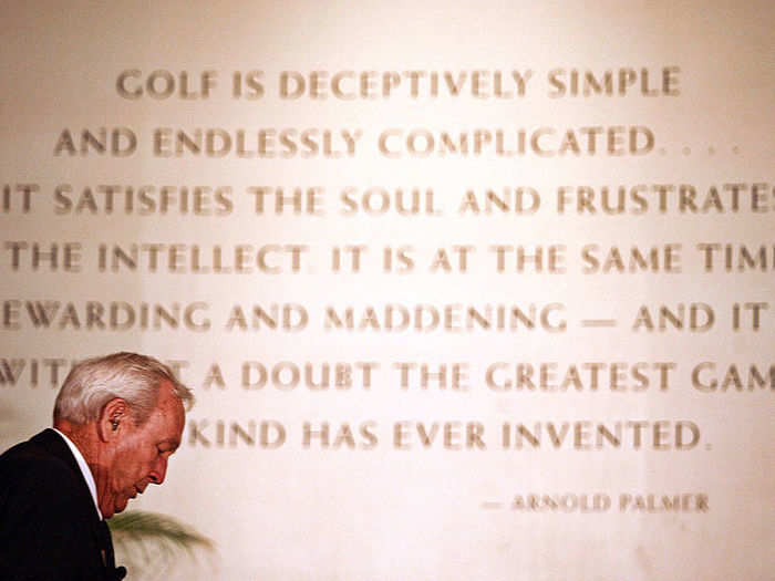 "Golf is deceptively simple and endlessly complicated; it satisfies the soul and frustrates the intellect. It is at the same time rewarding and maddening – and it is without a doubt the greatest game mankind has ever invented."