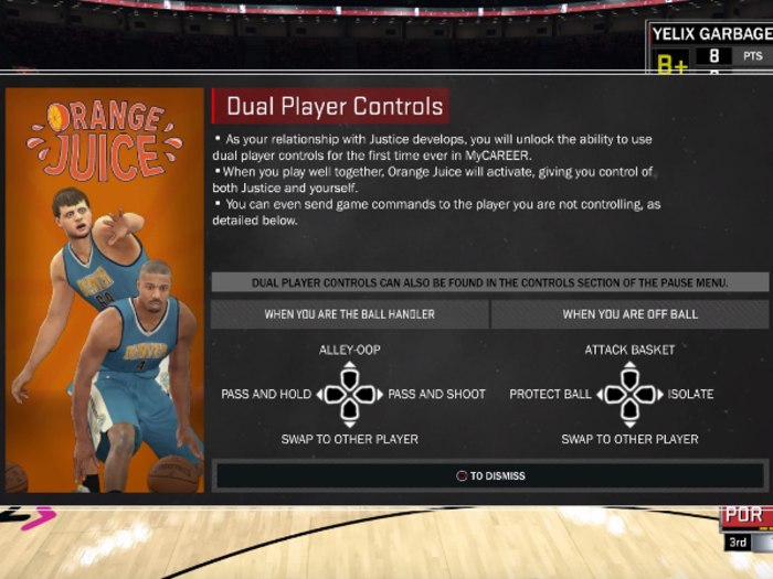 The "Orange Juice" system in MyCareer is incredibly fun, but needs some work.