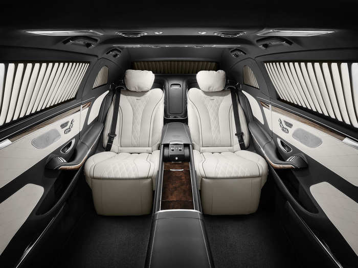 Inside, the Pullman Guard is as luxurious as you would expect from a Maybach limo. The cabin can be made bespoke to fit the needs and tastes of the individual customer. Passengers in the back enjoy private jet-like legroom and reclining captain