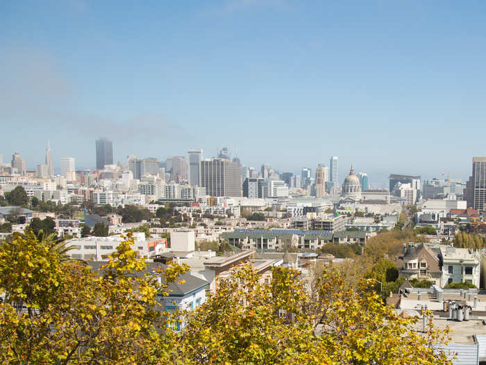 The attic provides unobstructed views of downtown San Francisco.