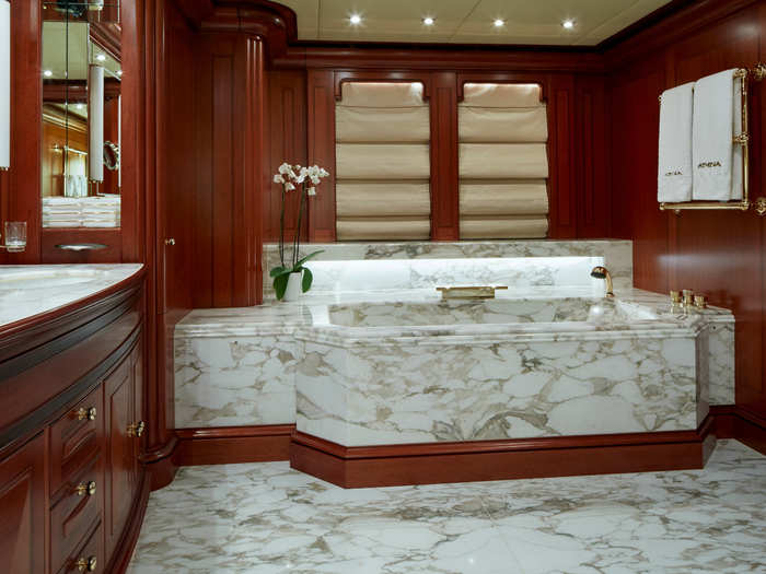 It also has a massive, marble Jacuzzi.