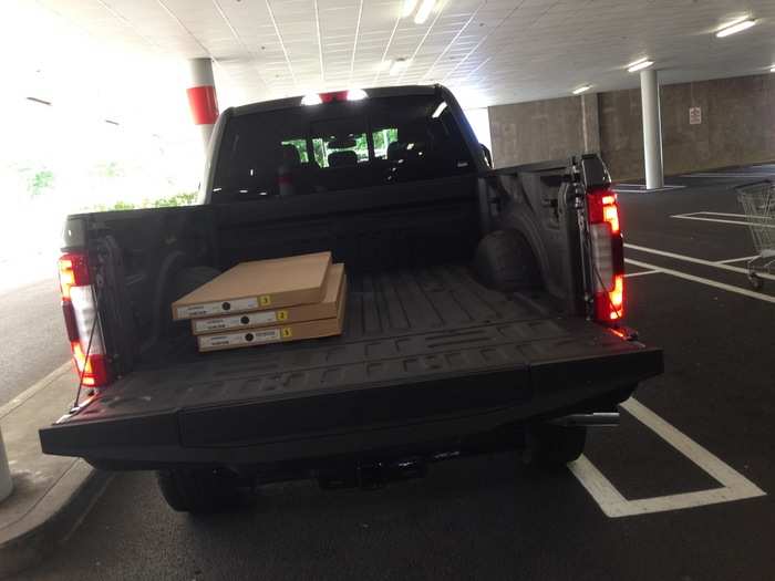 OK, you get the idea. This bed on this thing is ridiculously humongous. This is a pickup that needs to be able to tote enough hay to feed a herd of cattle, so my suburban-dad needs weren