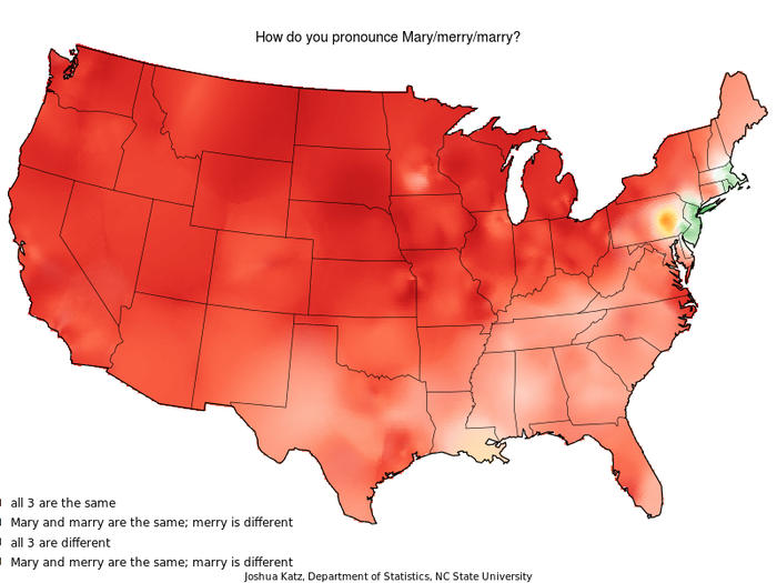 Massachusetts, Long Island, and Jersey in particular hear a difference between Merry, Mary, and marry.