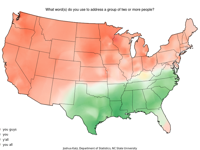 Addressing a group of people is the deepest and most obvious linguistic divide in America. It