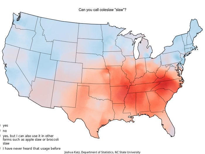 The South is also really into slaw. The North and West call it coleslaw.