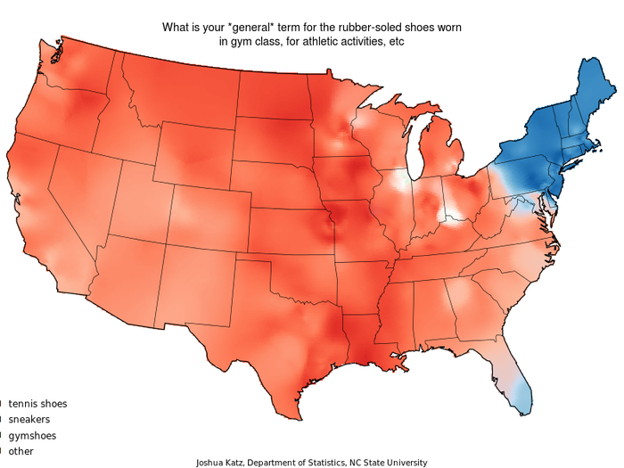 The Northeast (along with South Florida) puts on sneakers. Everyone else finds a pair of tennis shoes.