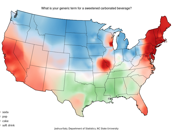 The Midwest calls carbonated soft drinks "pop," the Northeast and the West Coast call them "soda," and the South is really into brand loyalty.