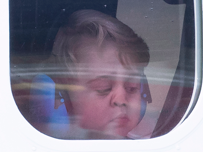 Three-year-old Prince George was so sad to go, he pressed his nose against the plane window.