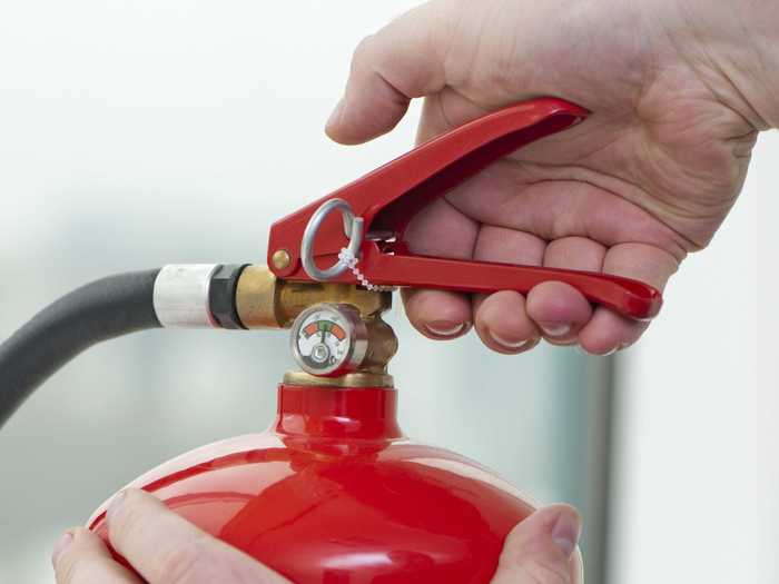 Fire extinguisher — 6-12 years, but serviced annually and check the gauge monthly