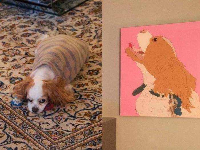 She keeps a portrait of her dog, Fellini.