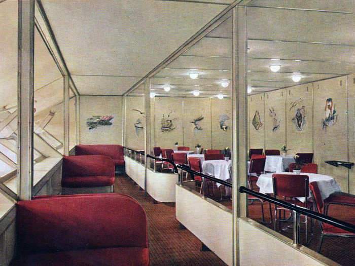 The 19-foot-wide and 43-foot-long dining room featured silk wallpaper depicting the exploits of the Hindenberg