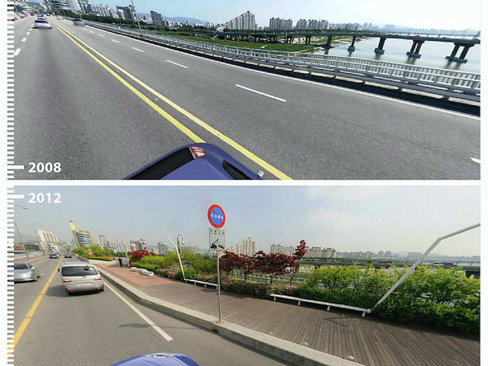 A new boardwalk outside Seoul, South Korea, lends stunning views of a river.