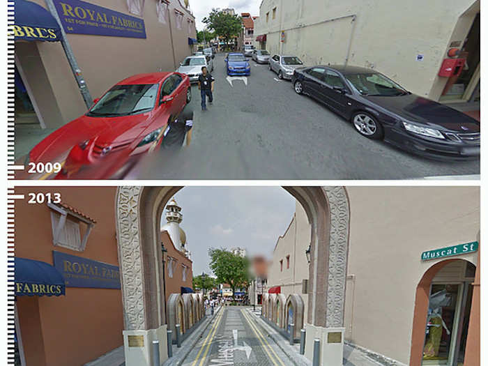 Archways add some decadence to a side street in Singapore.