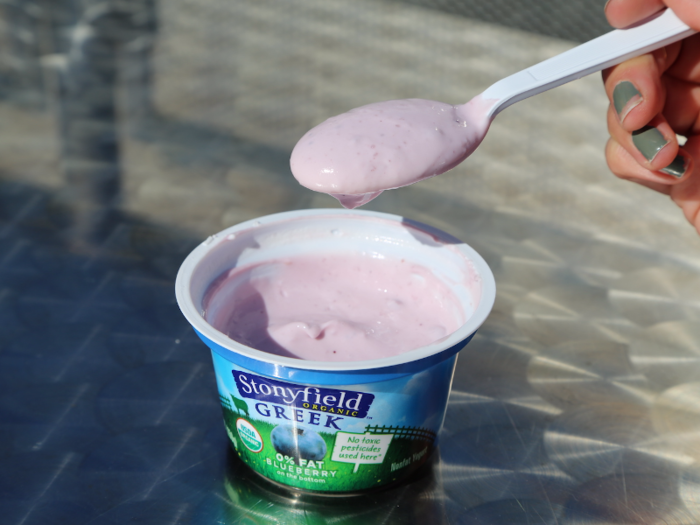 It had a much thinner, more watery consistency, and the fruit chunks in the yogurt had a leathery texture.