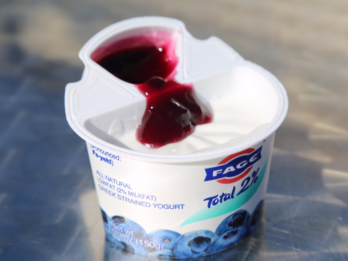 Fage is the only brand that comes with a separate compartment.