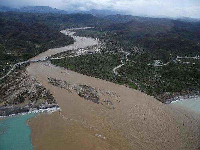 A flooded river in Jérémie. Rising water has prompted fears of a surge in the cholera epidemic.