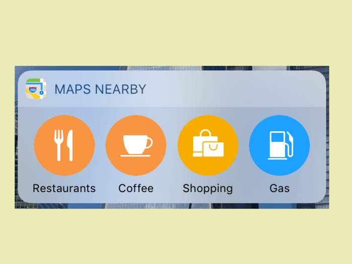 Also new is Maps-specific widgets, which you can access from the lock screen or home screen in iOS 10. There are three in total: Maps Nearby, Maps Destinations, and Maps Transit. The first two are simple enough. Nearby lets you see whatever restaurants, cafes, shops, and gas stations are near you, in a manner similar to the search suggestions above.