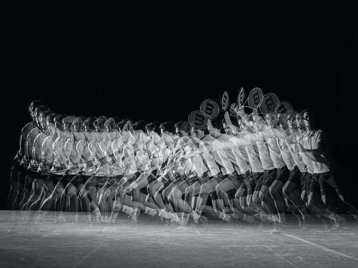 Jean-Yves Lemoigne uses strobe lights and long exposures to capture a tennis stroke.