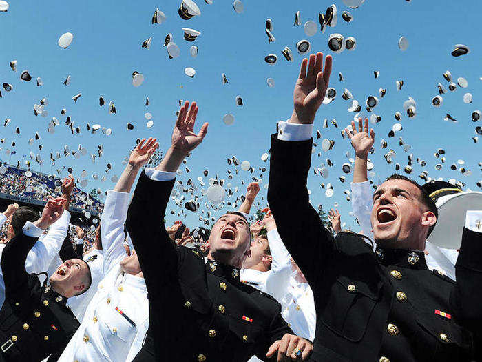 The US Naval Academy Class of 2015 celebrates their graduation and commissioning ceremony. Many new officers will head to one of the 11 carrier strike groups the US has posted around the globe.