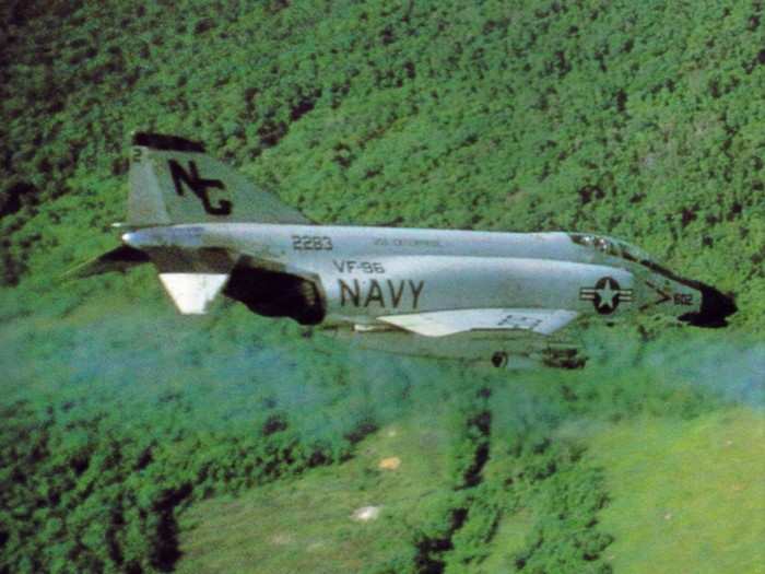 Beginning in 1964 and lasting for most of the next decade, the Vietnam War was the next major US conflict. This Navy jet fighter shoots Zuni rockets while flying over South Vietnam.