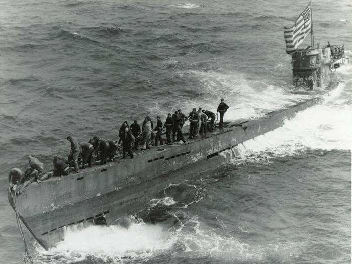 The Navy also fought the Nazis, as seen in this 1944 photo showing the capture of a German U-Boat.