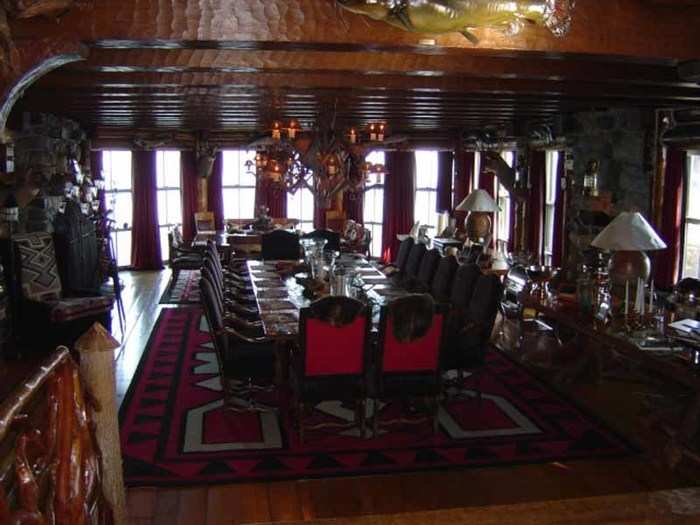 The dining room is predictably grand, and overlooks the lake.