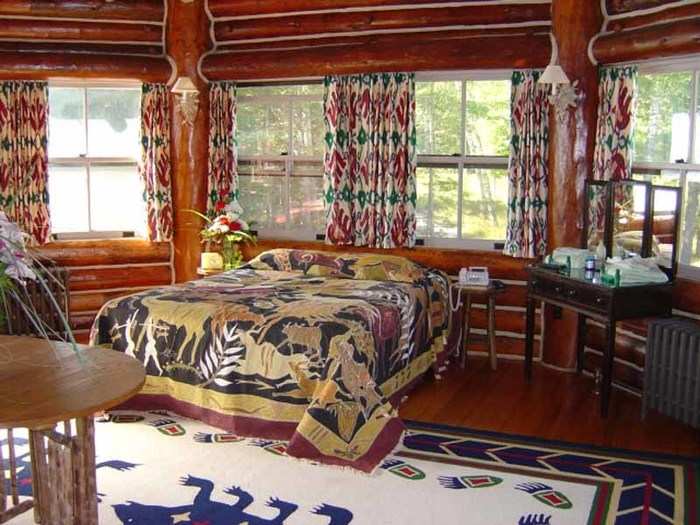 The bedrooms are especially cozy and woodsy.